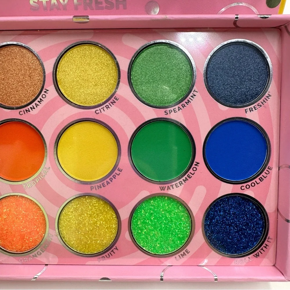 Rude Cosmetics Mentos Mixed Fruit Neon Eyeshadow Palette  Rainbow Shimmer Gift